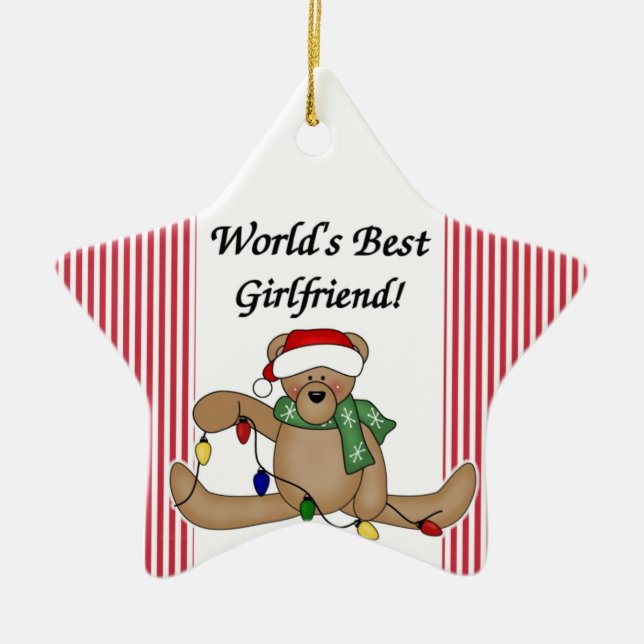 Teddy Bear World's Best Girlfriend Ornament (Vorne)