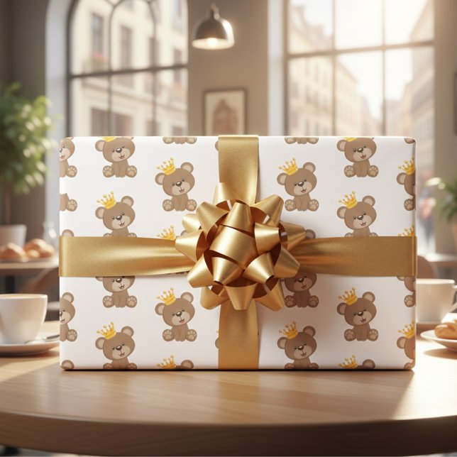 Teddy Bear Wrapping Paper Sheets Geschenkpapier Set (Cute King Teddy Bear Wrapping Paper Sheets)