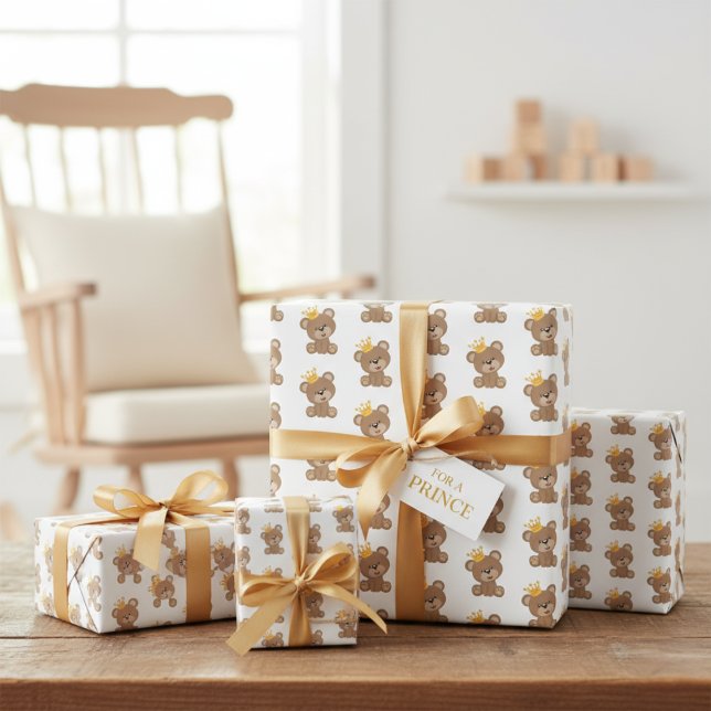 Teddy Bear Wrapping Paper Sheets Geschenkpapier Set (Cute King Teddy Bear Wrapping Paper Sheets)