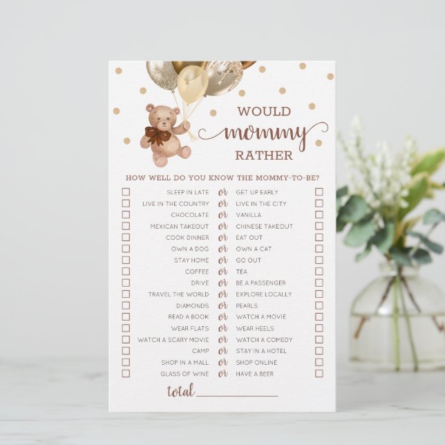 Teddy Bear würde Mommy eher Baby Dusche (Stehend Vorderseite)