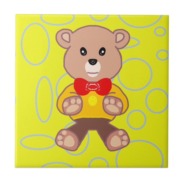 Teddy Bear Yellow Geometric Keramik Tile Fliese (Vorderseite)