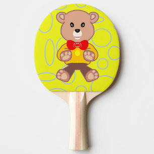 Teddy Bear Yellow Geometric Ping Pong Paddle Tischtennis Schläger