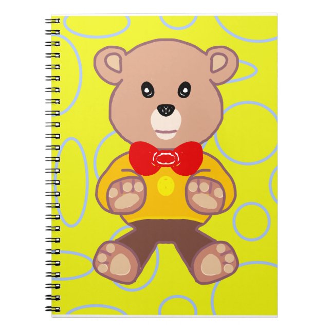 Teddy Bear Yellow Geometric Spiral Foto Notebook Notizblock (Vorderseite)