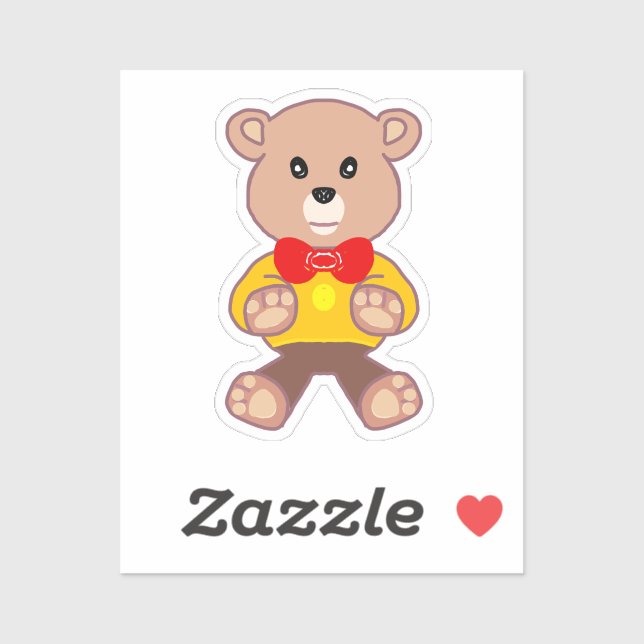 Teddy Bear Yellow Geometric Sticker (Blatt)