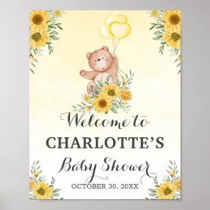Teddy Bearly Wait Sonnenblumengrün Baby Dusche Poster