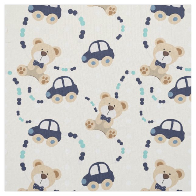 Teddy Bears and Cars Baby Boy Pattern Stoff (Muster)