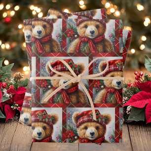 Teddy Bears auf 3 Weihnachten Geschenkpapier Set