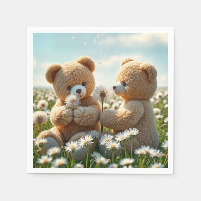 Teddy Bears auf einem Sommerfeld Serviette (Vorderseite)