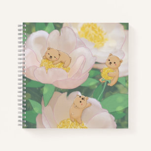 Teddy Bears & Blume Illustration Notizbuch
