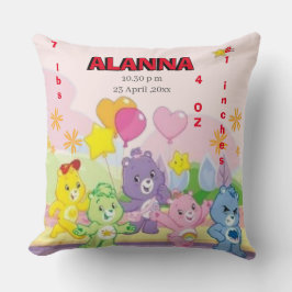 Teddy Bears Celebrate Birth Stats Pink Kissen