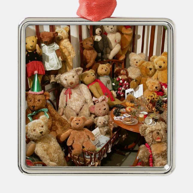 Teddy Bears Collectors Paradies Silbernes Ornament (Vorne)