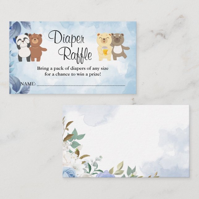Teddy Bears Diaper Gewinnspiel Kinderdusche Platzkarte (Vorne/Hinten)
