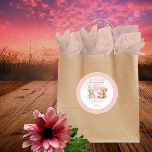 Teddy Bears Es ist ein Mädchen mit Baby Wait Baby  Runder Aufkleber