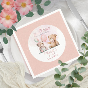 Teddy Bears Es ist ein Mädchen mit Baby Wait Baby  Serviette