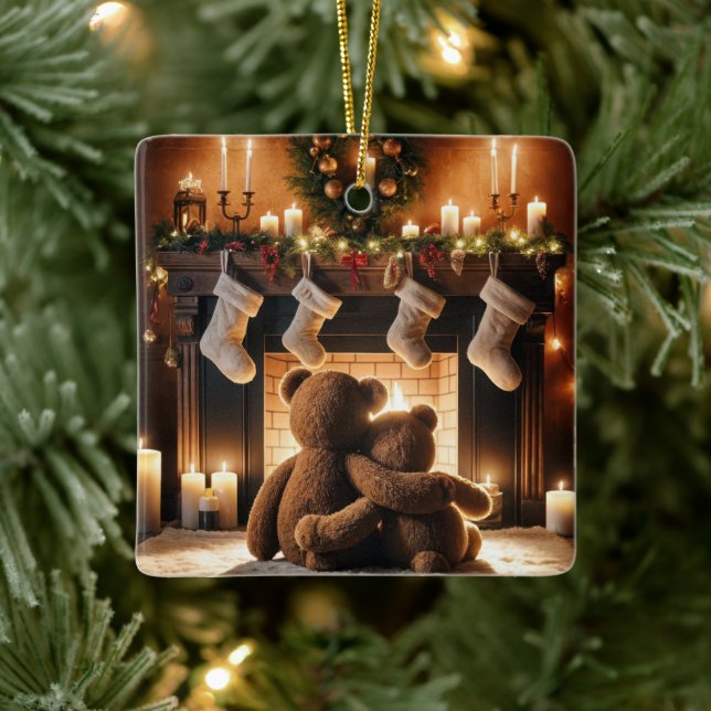 Teddy Bears First Christmas Zusammen Keramikornament (Baum)