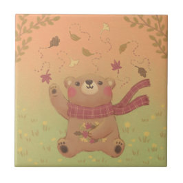 Teddy Bear's Herbst-Herbstlaub Fliese