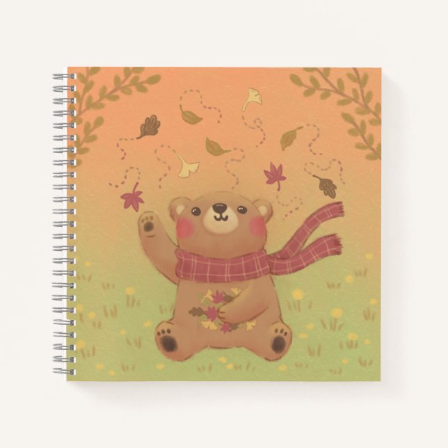 Teddy Bear's Herbst-Herbstlaub Notizbuch (Vorderseite)