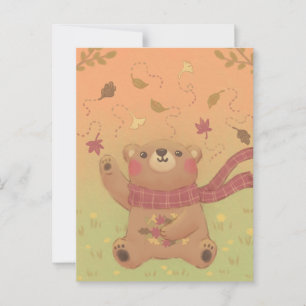 Teddy Bear's Herbst-Herbstlaub Postkarte