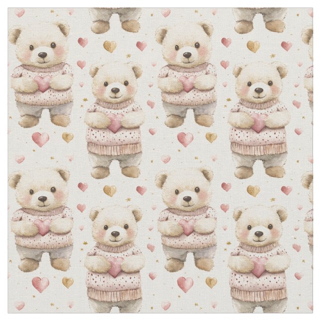 Teddy Bears & Herz Stoff (Nahaufnahme)