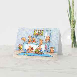 Teddy Bears in der Badewanne - Kindergrußkarte Karte