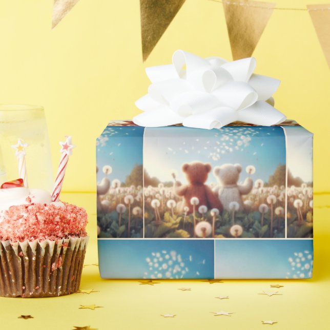 Teddy Bears in einem Kronenfeld Geschenkpapier (Geburtstagsparty)