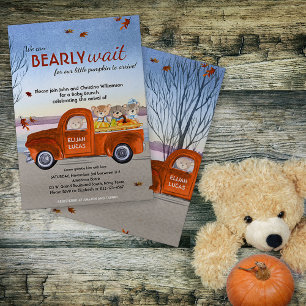Teddy Bears in Orange Truck Fall Babydusche Einladung