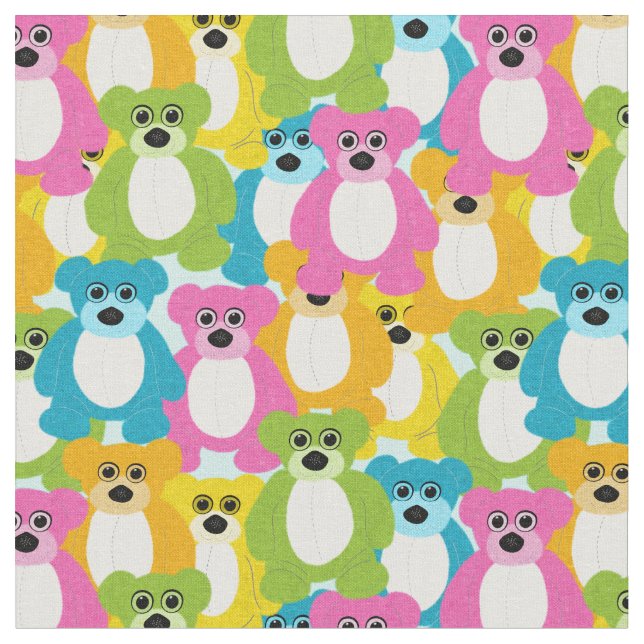 Teddy Bears in Rainbow Colors Childrens and Baby Stoff (Nahaufnahme)