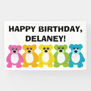 Teddy Bears in Rainbow Colors Kindergeburtstag Banner