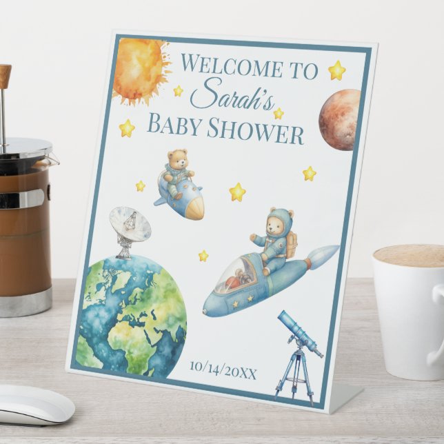 Teddy Bears in Space Baby Shower Sockelschild (In Situ)