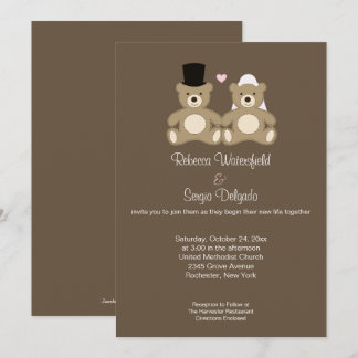 Teddy Bears individuelle Einladung zur Hochzeit (b