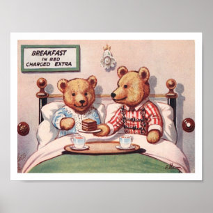 Teddy Bears mit Breakfastin Bed Poster