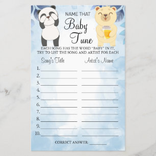 Teddy Bears Name dieses Baby tune Duschspielkarte Flyer