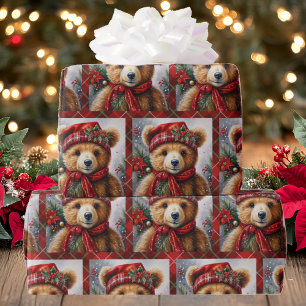 Teddy Bears on Christmas Kariert Roll of Geschenkpapier