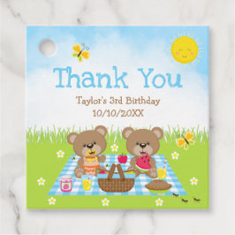 Teddy Bears Picnic Birthday Blue Gingham Vielen Da Geschenkanhänger