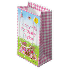 Teddy Bears Picnic Pink Gingham Happy Birthday Kleine Geschenktüte