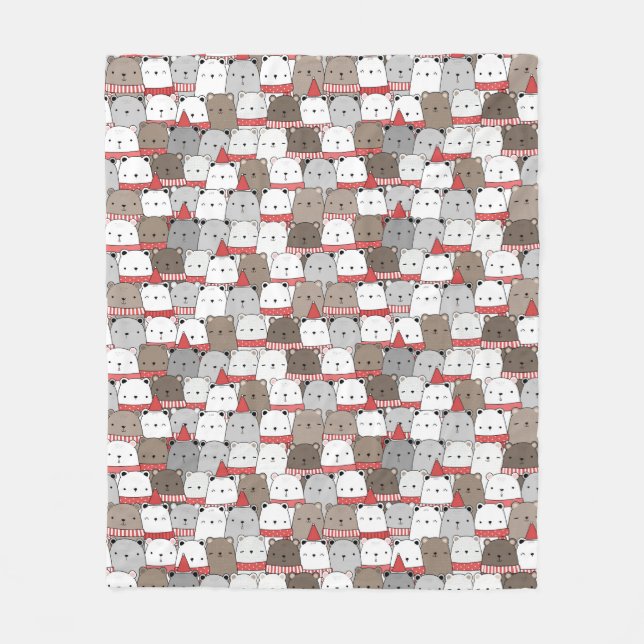 Teddy Bears Polar Bears Tragen Scarves Fleecedecke (Vorderseite)