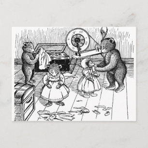 Teddy Bears probieren Kleidung aus Postkarte