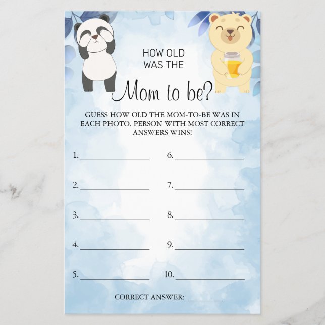 Teddy Bears Raten Sie, wie alt die Mama-Spielkarte Flyer (Vorne)