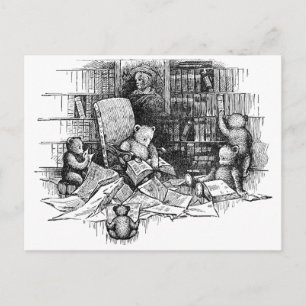 Teddy Bears Reading in der Bibliothek Postkarte