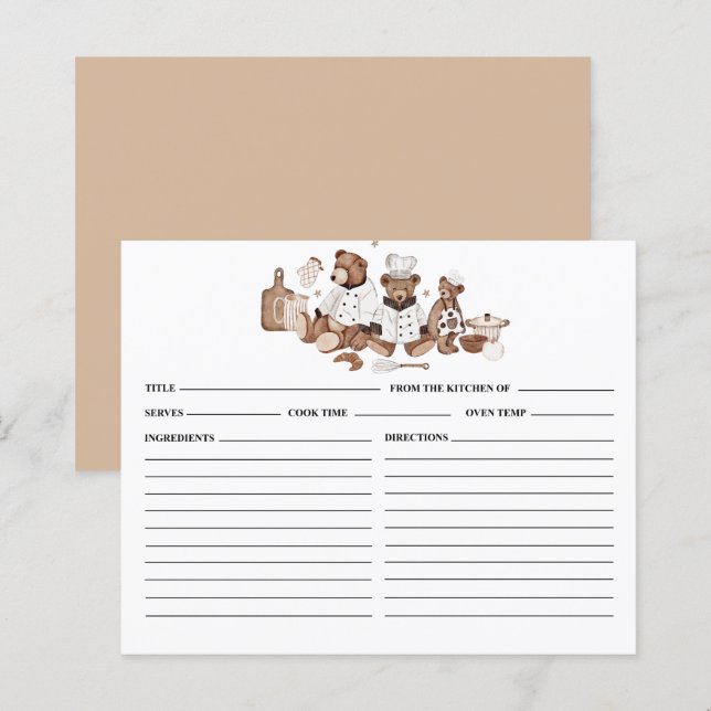 Teddy Bears Rezept Card (Vorne/Hinten)