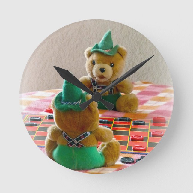 Teddy Bears Runde Wanduhr (Vorderseite)