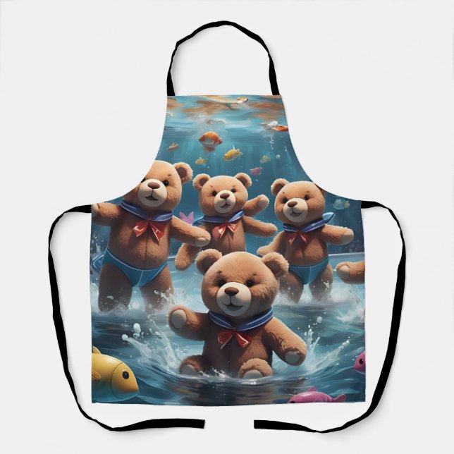 Teddy Bears Schwimmen in einem Fisch-Pool Schürze (Vorderseite)