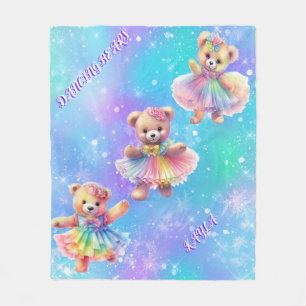 Teddy Bears tanzen in Regenbogenkleider für Mädche Fleecedecke