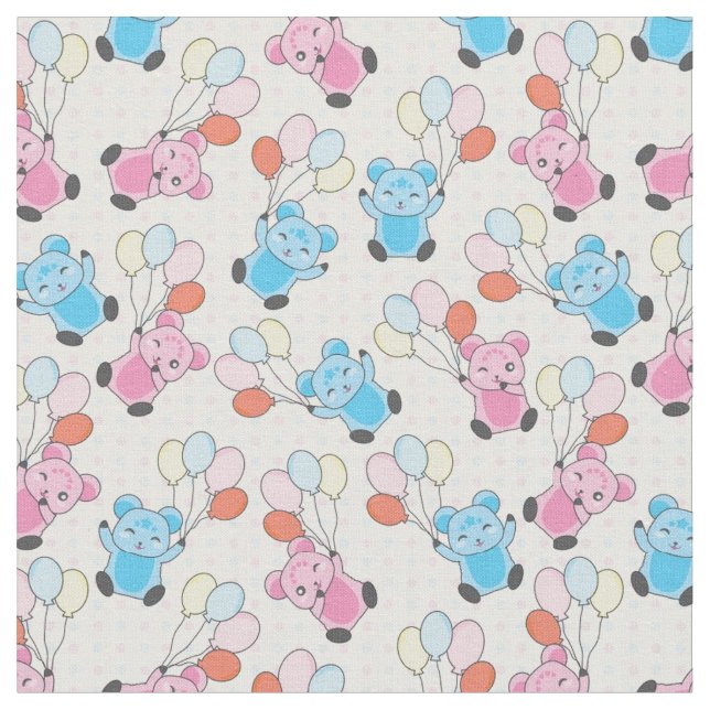 Teddy Bears und Balloons Stoff (Nahaufnahme)