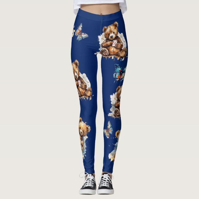 Teddy Bears und Butterfliegen Leggings (Vorderseite)