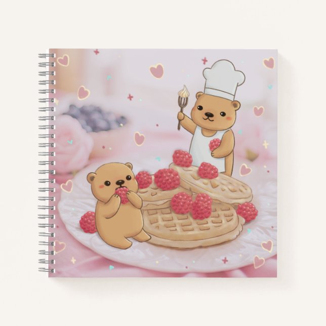 Teddy Bears & Waffles Notizbuch (Vorderseite)