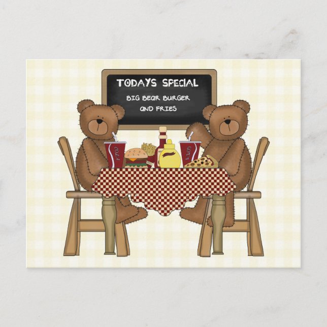 Teddy Bears zum Mittagessen Postkarte (Vorderseite)