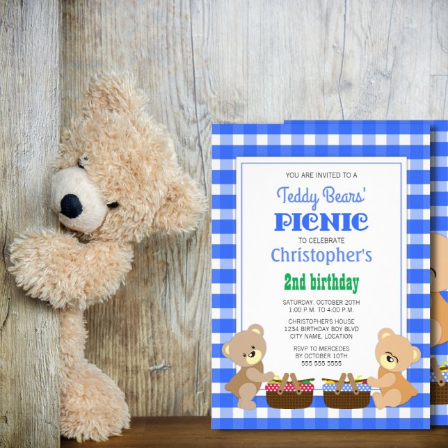 Teddy Bears's Picnic Boy's Birthday Party Einladung (Von Creator hochgeladen)