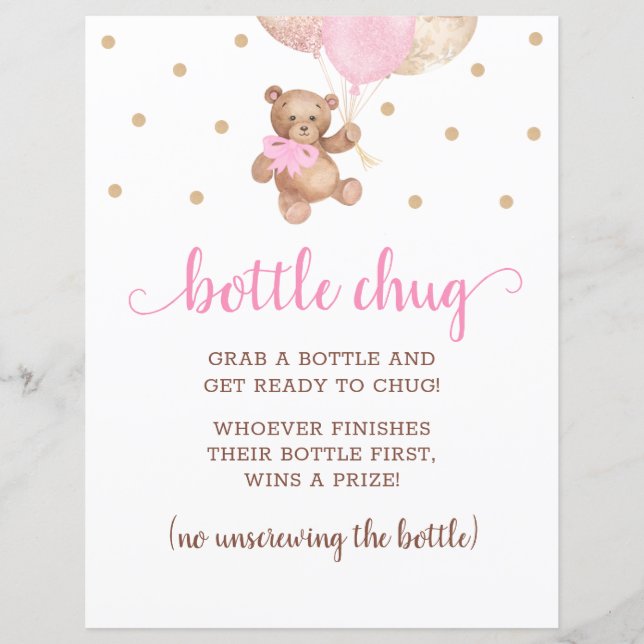 Teddy Beer Pink and Gold Bottle Chug Game (Vorderseite)