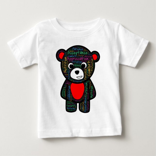 Teddy bietet eine Anleitung, was jedes Kind brauch Baby T-shirt (Vorderseite)